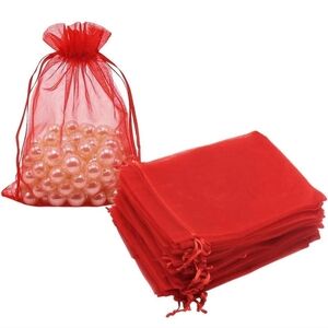 Red Sheer Organza Drawstring Bags - Pack of Gift Pouches 250 count  4"x6"